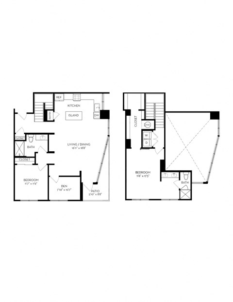 a floor plan of two different layouts of a house